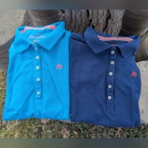 Aeropostale Size M Polo Short Sleeve A87 Women's Top Stretch Blue and Navy